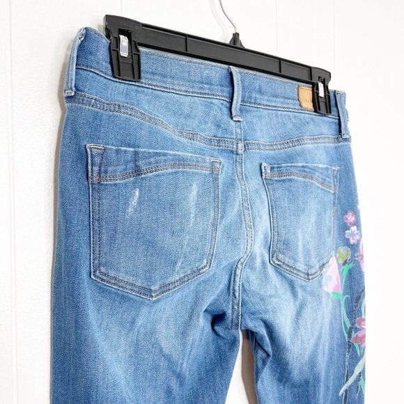 Express Floral Design Mid Rise Legging Jeans Size 4R - Picture 6 of 9